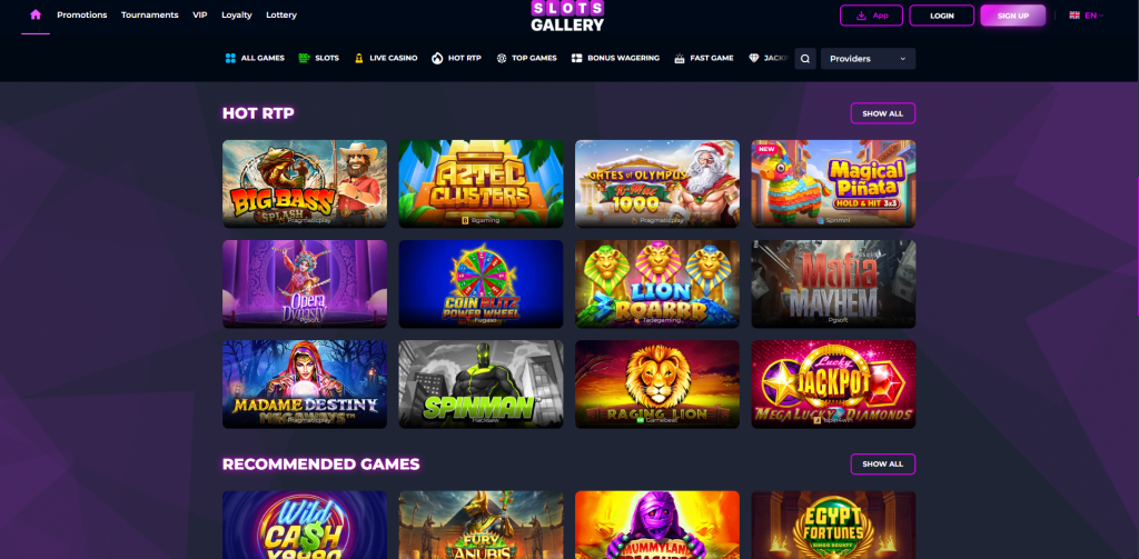 Where a Slots Gallery player enters the code that opens the promotion
